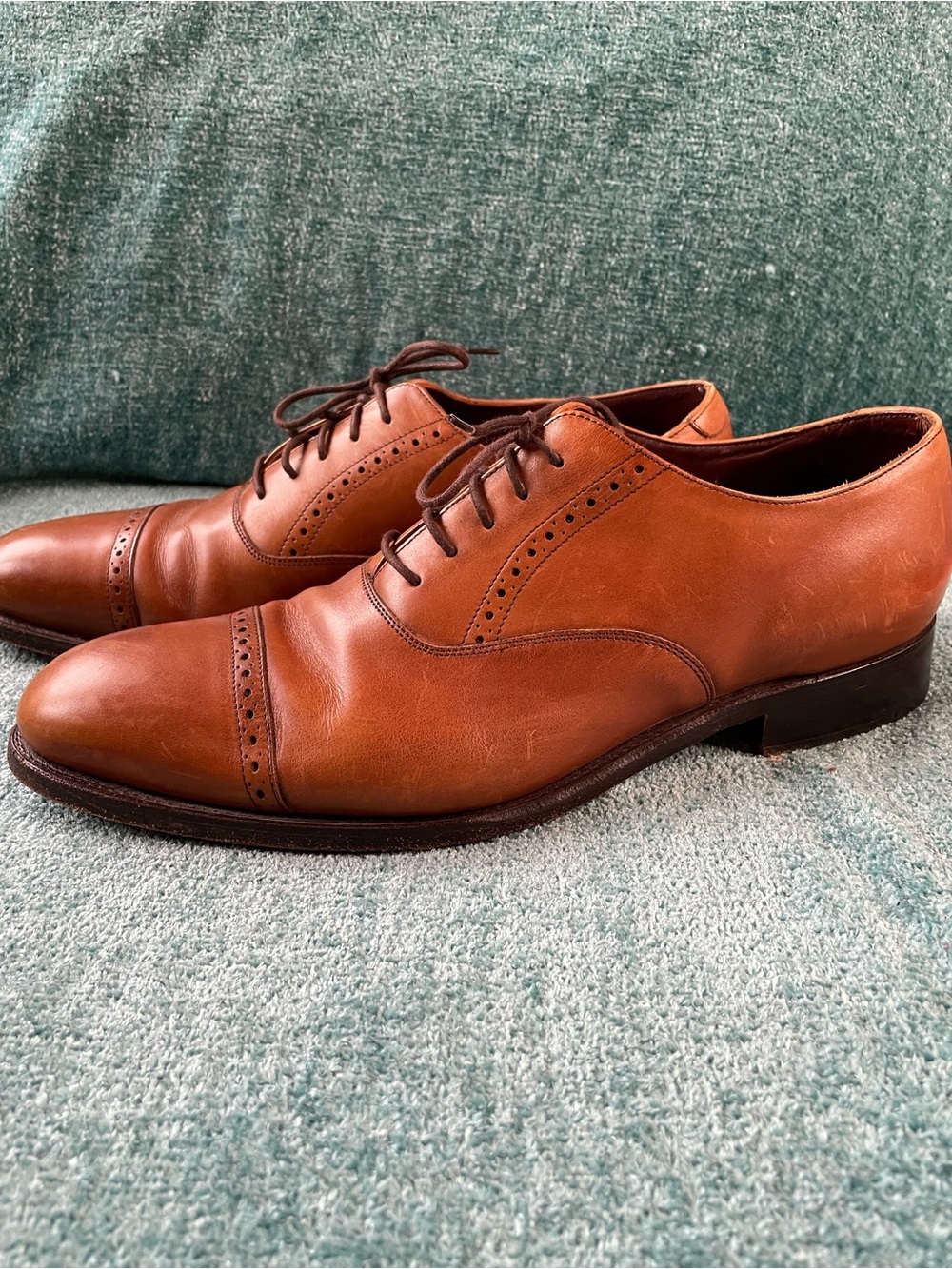 Nice Charles Tyrwhitt Tan/Golden Brown Leather Cap-Toe Derby Shoes, Sz 10.5! 🍁
